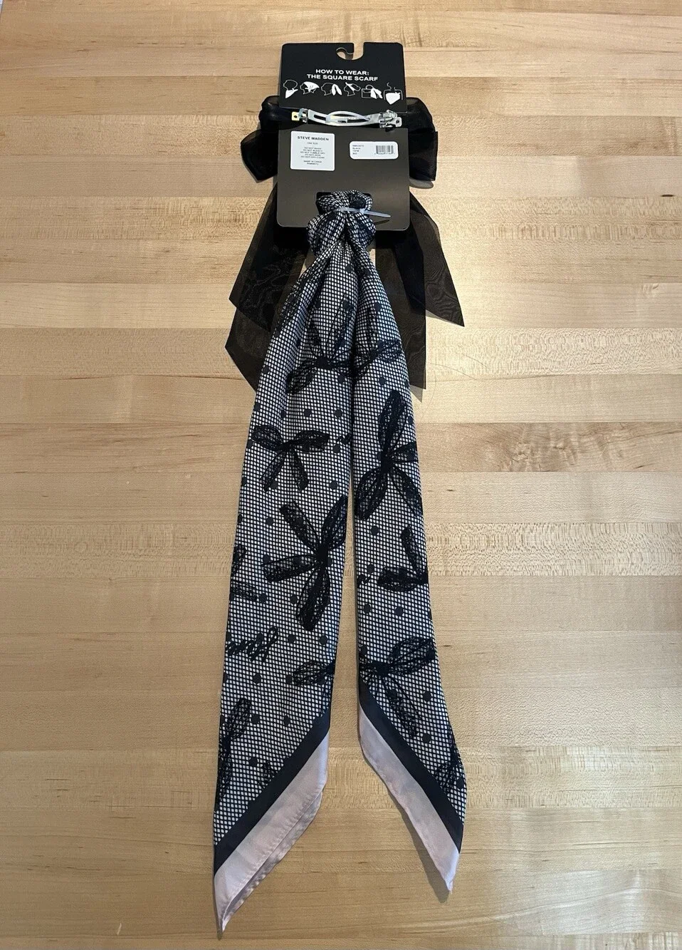 Steve Madden Hair Accessory And Scarf 2-Piece Set Black/Pink NWT